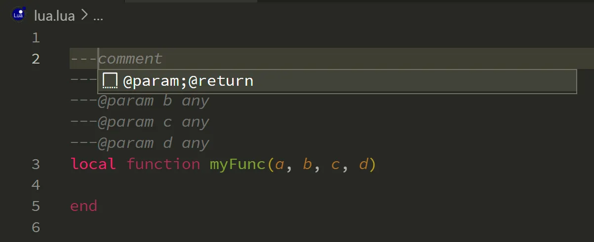 Snippet being used in VS Code